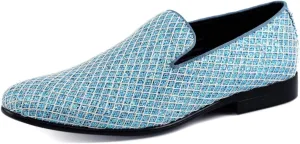 Bolano Sarlo Men's Dress Shoes, Black Glitter Loafer for Prom, Metallic Tuxedo Slip-on