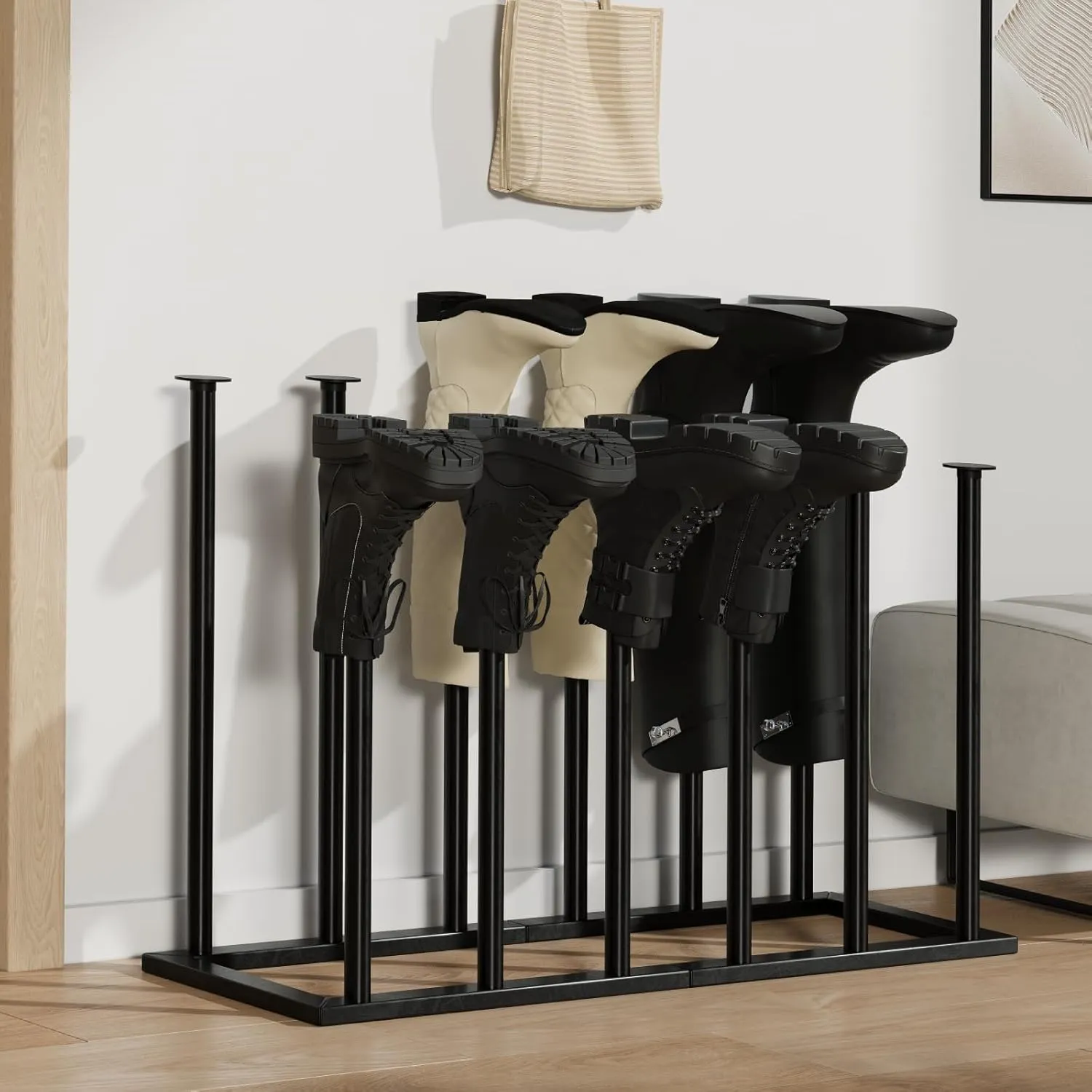 Boot Rack Boot Organizer for Tall Boots Entryway Boot Rack Boot Storage for 6 Pairs Hallway Boot Storage Rain Boot Shelf Free Standing Boot Holder for Cowboy Boot