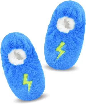 Boys House Slippers With Non Skid Bottoms, Cute Animal Slipper Socks With Grippers For Big Kids, Cozy Soft Sole Warm Fuzzy House Shoes