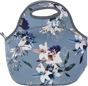 Built Gourmet Getaway Neoprene Lunch Bag - Insulated, Reusable, & Machine-Washable Lunch Tote for Hot and Cold Food Storage, Lightweight & Reusable - One Size (Pewter Lily)
