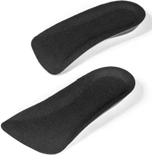 CALTO Half Elevator Insole for Men - 1/2 Inch Height Increase Taller Heel Lift Insert (2 Pack) Black