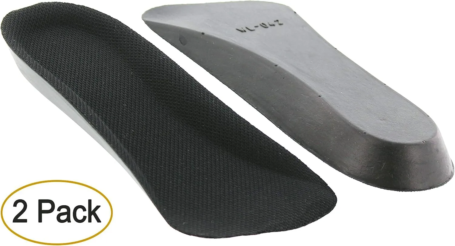 CALTO Half Elevator Insole for Men - 1/2 Inch Height Increase Taller Heel Lift Insert (2 Pack) Black