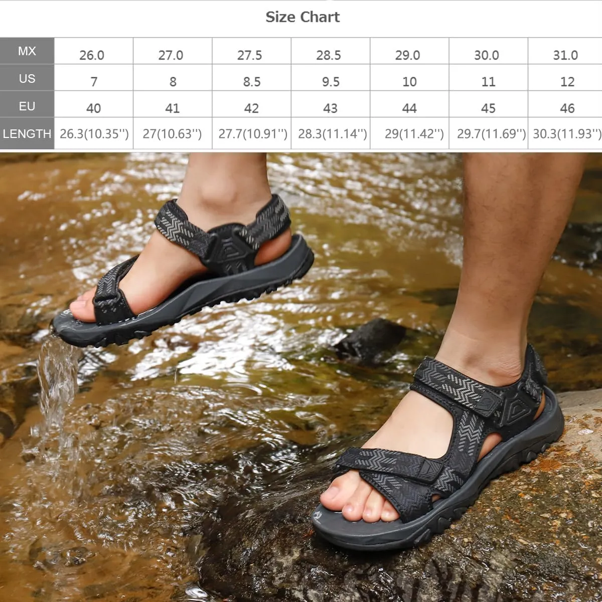 CAMEL CROWN Mens Hiking Sandals Waterproof Athletic Sandal Lightweight for Men Beach Walking with Adjustable Back Straps