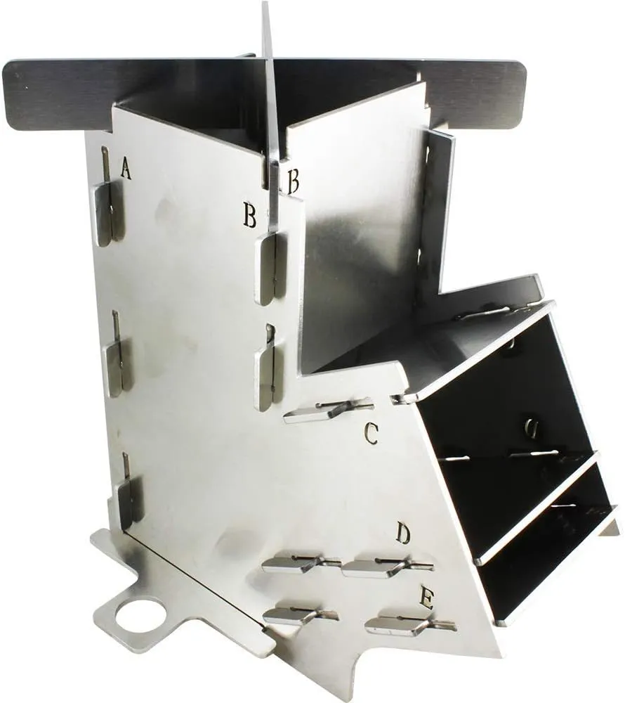Camping Survivalist Prepper Flat Pack Stainless Steel Mini Rocket Stove