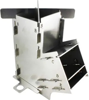 Camping Survivalist Prepper Flat Pack Stainless Steel Mini Rocket Stove