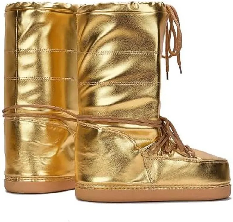 Cape Robbin Puffy Lace Up Mid Calf Cozy Winter Boots