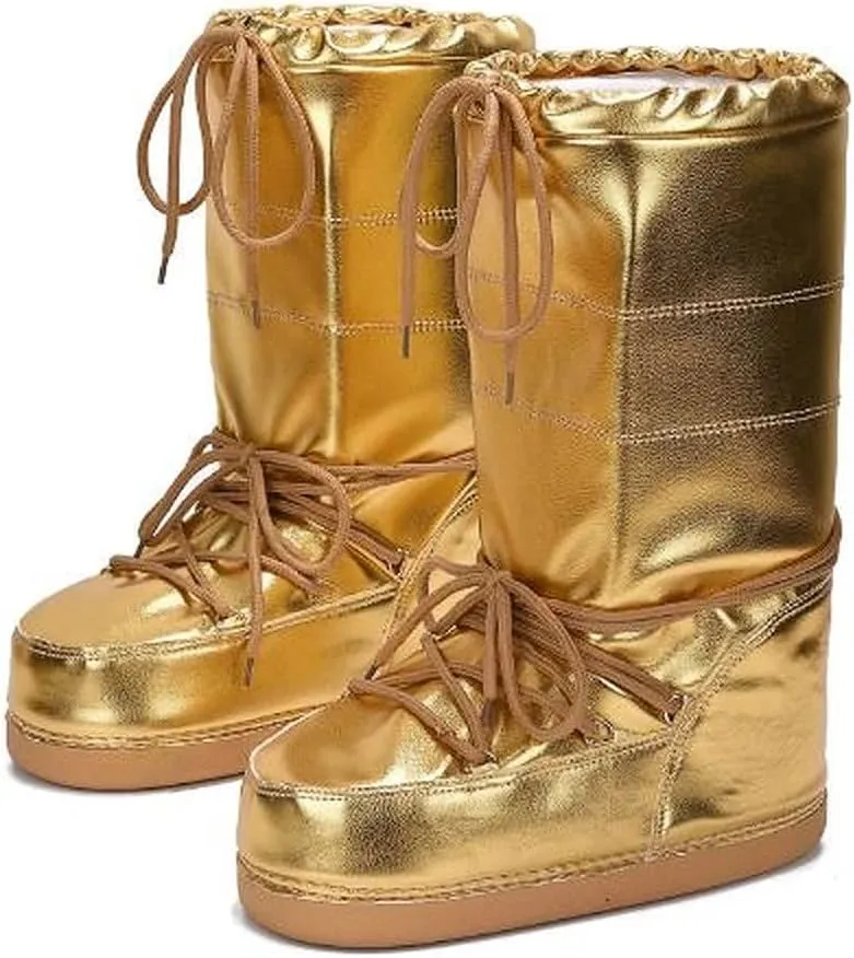 Cape Robbin Puffy Lace Up Mid Calf Cozy Winter Boots