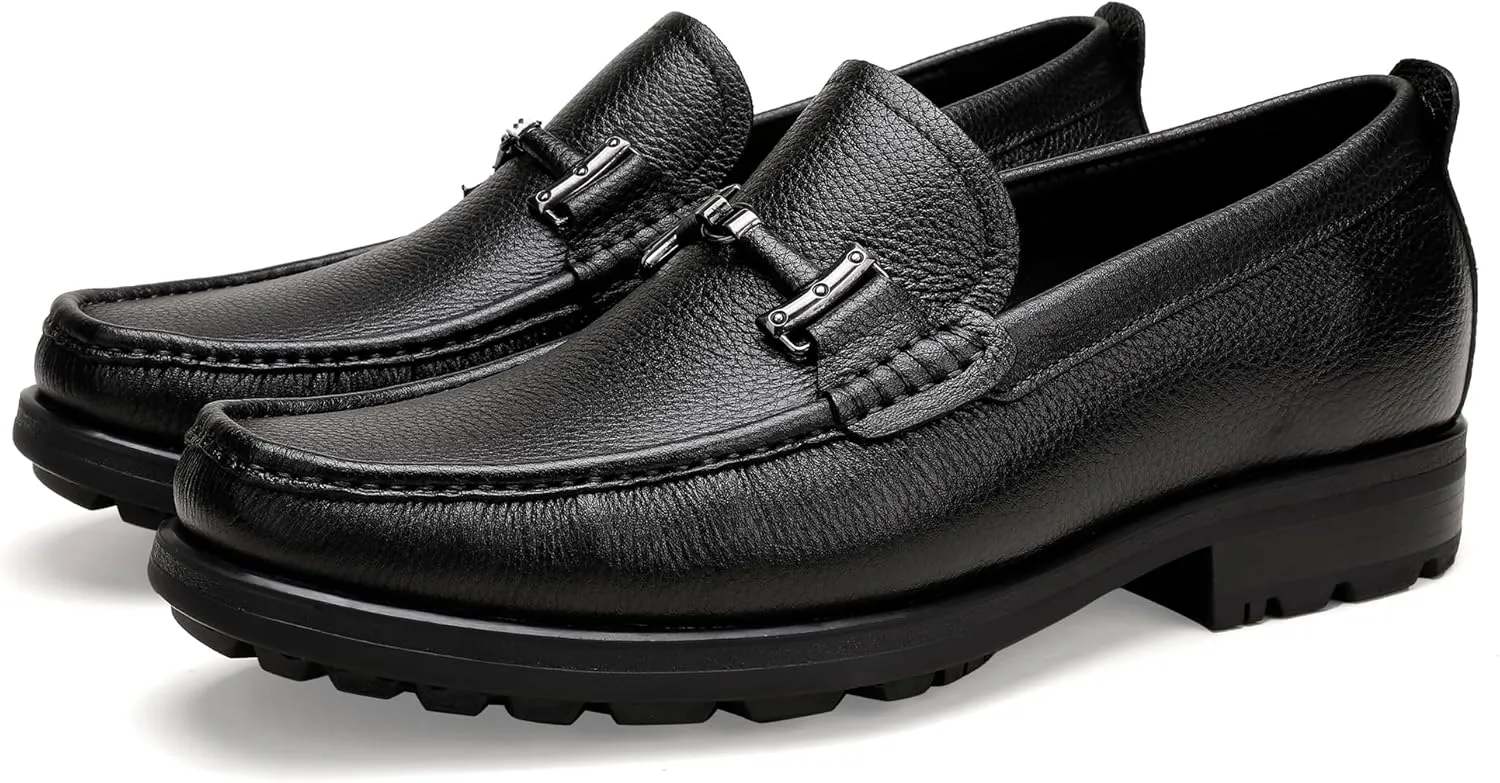 Casual Dress Shoes for Men, Premium Formal Buckle Dress Loafers Business Slip-on Penny Loafer for Mens