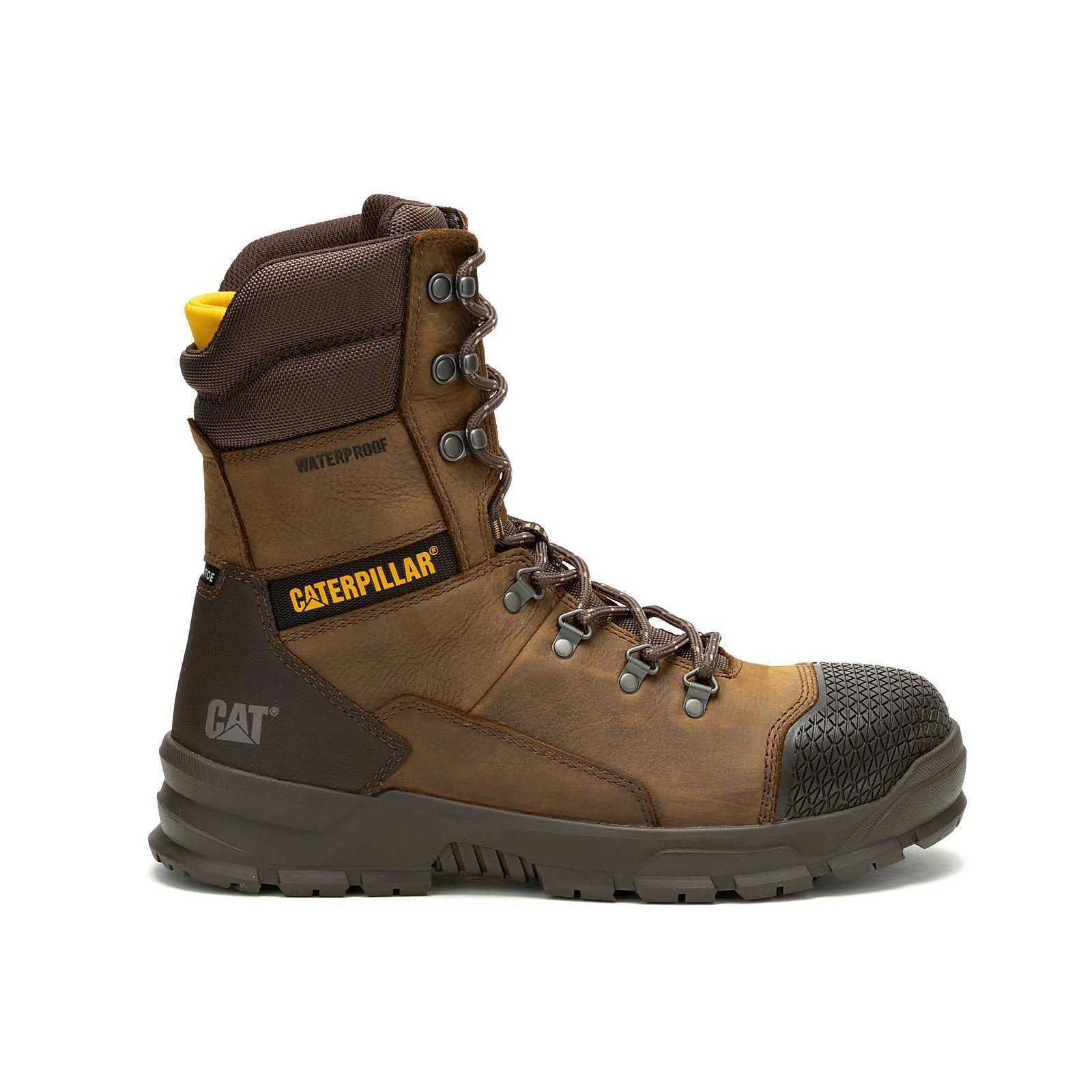 Caterpillar Men's Accomplice X 8" Waterproof Steel Toe Work Boot Black | Real Brown