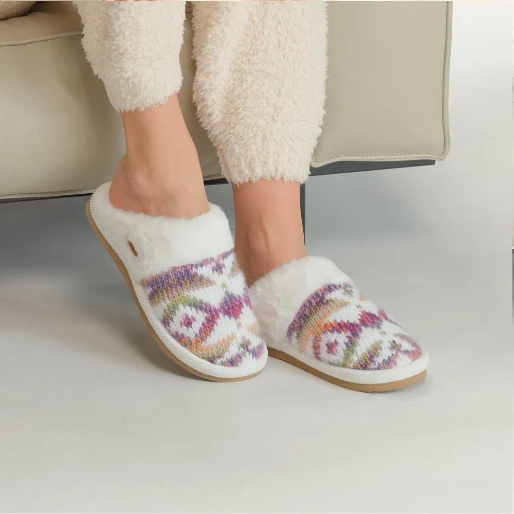 C.C Multi-Option Colorful Slip-On Slippers With Faux Fur Lining Indoor-Outdoor House For Women