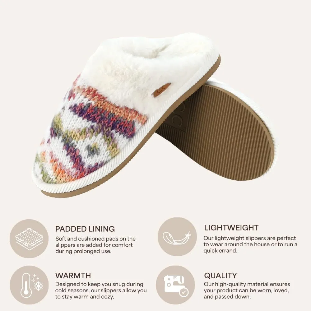 C.C Multi-Option Colorful Slip-On Slippers With Faux Fur Lining Indoor-Outdoor House For Women
