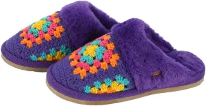 C.C Pattern Knitted Slip-On Slippers With Faux Fur Lining Indoor-Outdoor House For Women