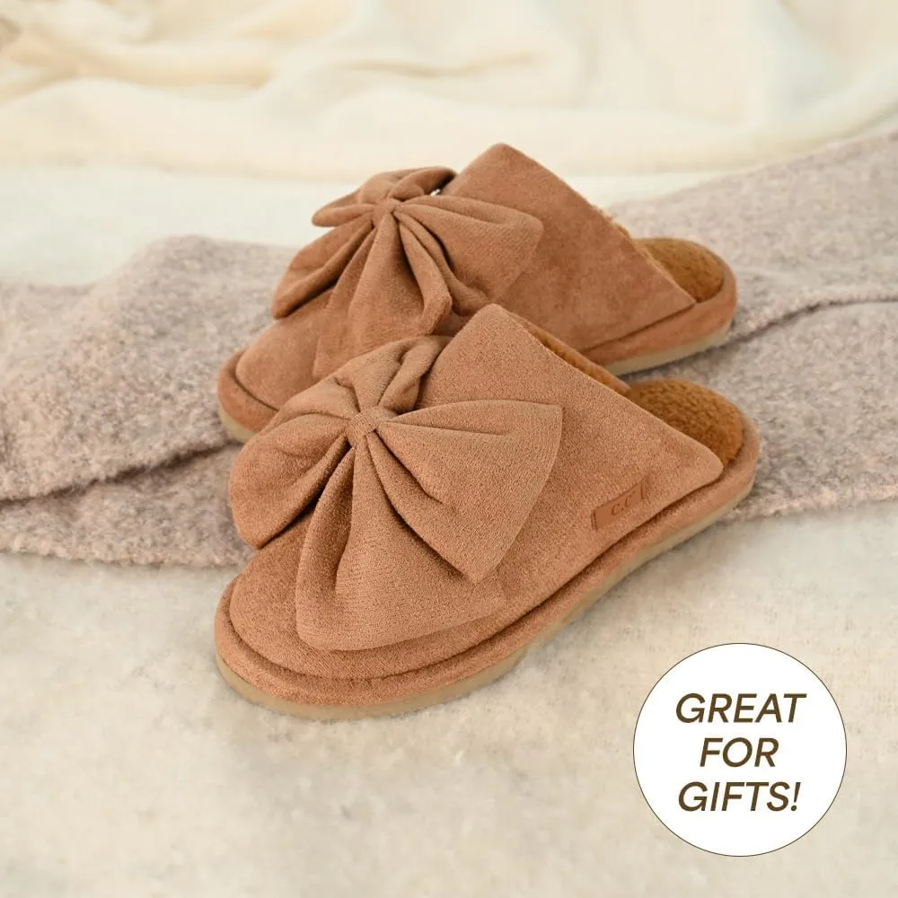 C.C Suede Faux Fur Lined House Indoor-Outdoor Slippers Slip-On for Women