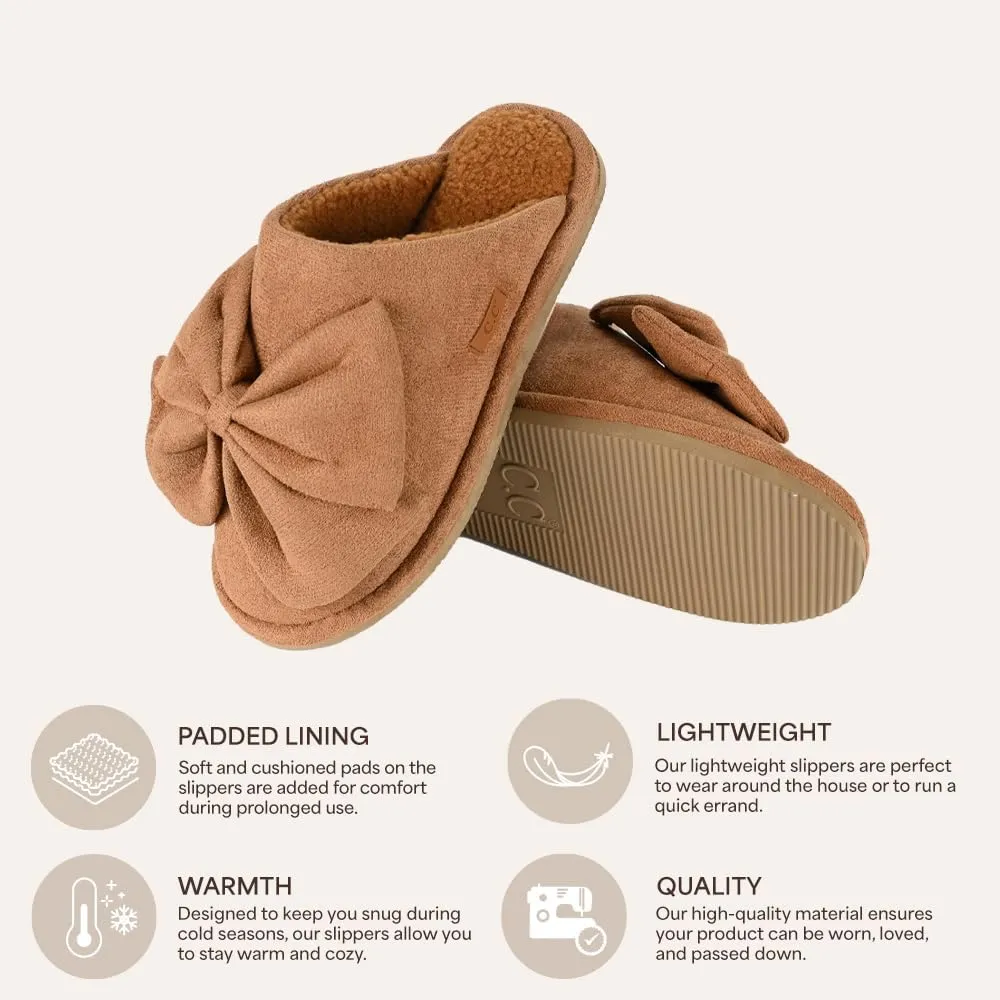 C.C Suede Faux Fur Lined House Indoor-Outdoor Slippers Slip-On for Women