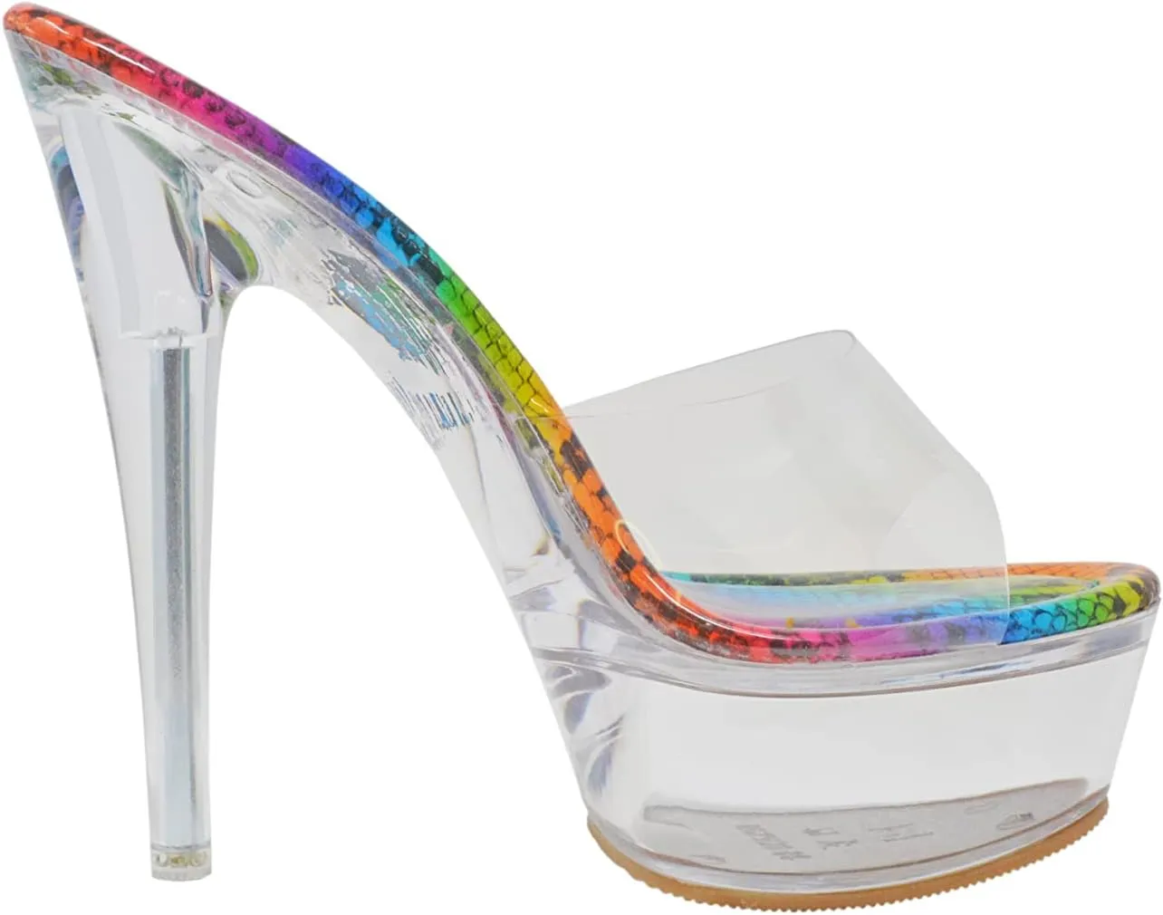 Chase & Chloe Women's Clear Stiletto High Heel Platform Sandals