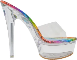 Chase & Chloe Women's Clear Stiletto High Heel Platform Sandals