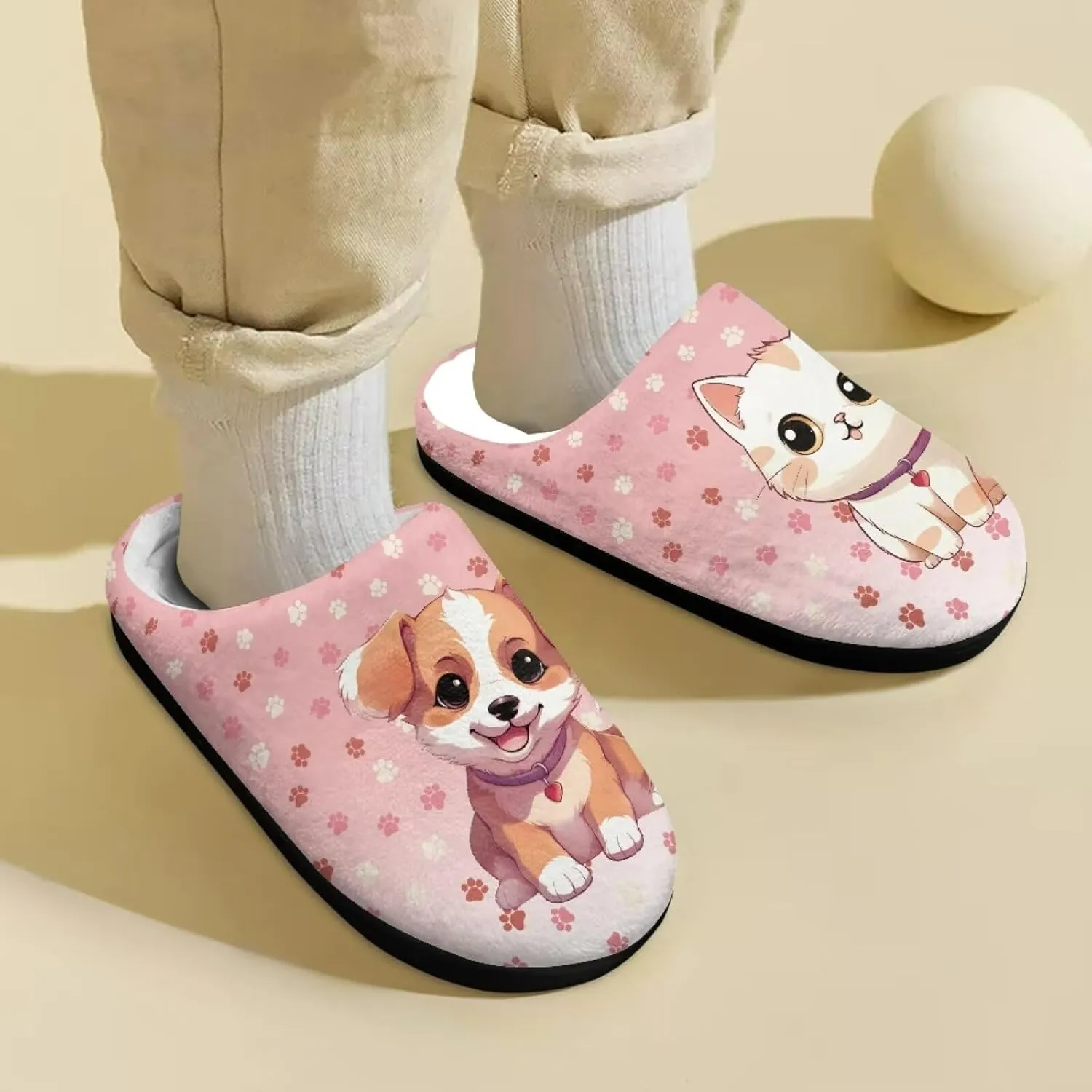 Child Plush Slip on House Slipper Plush Cozy Warm Slippers for Boys Girls