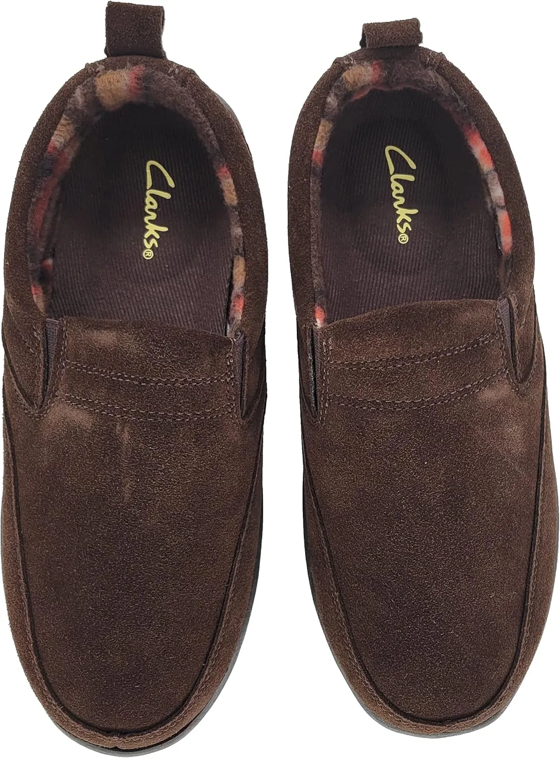 Clarks Mens Slipper with Suede Leather Upper SAB30194A - Closed Back with Double Gore and Removable Insole - Indoor Outdoor House Slippers For Men