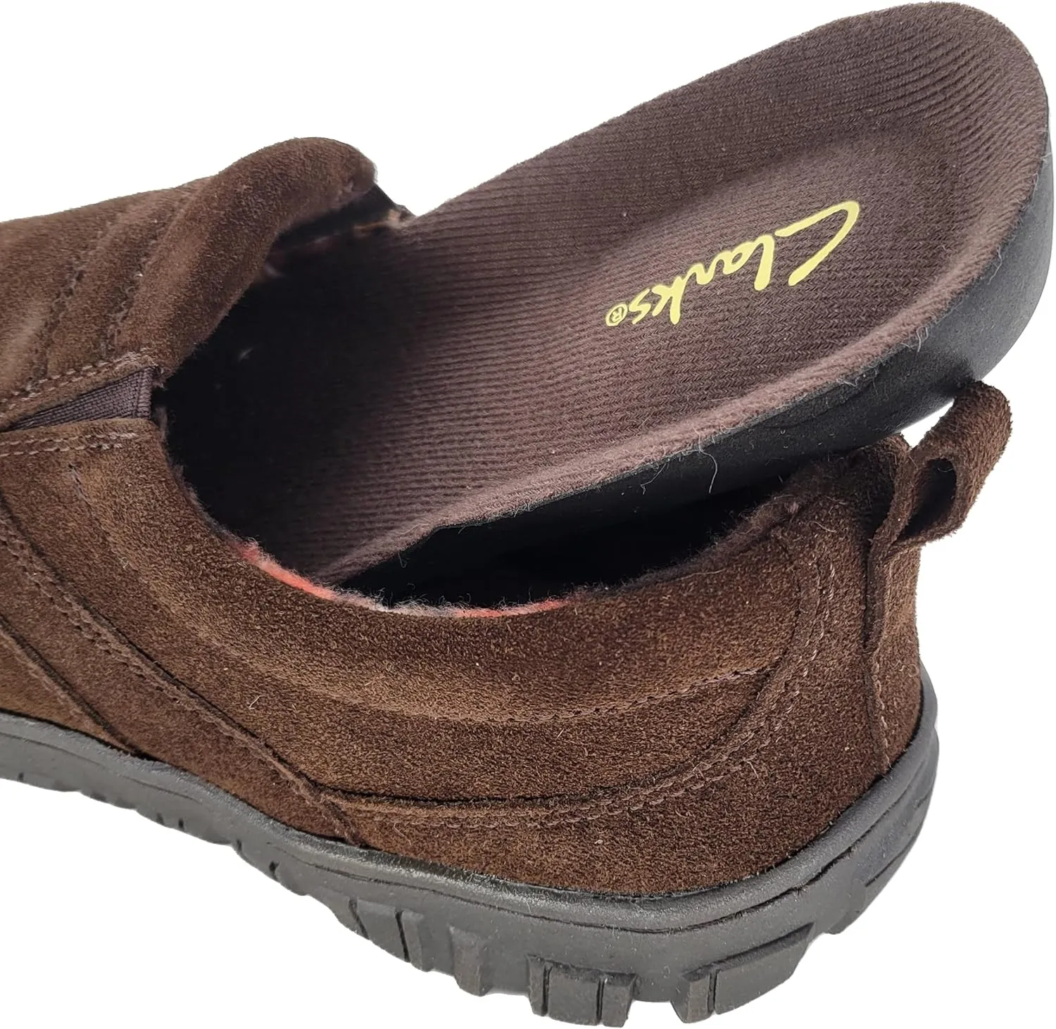 Clarks Mens Slipper with Suede Leather Upper SAB30194A - Closed Back with Double Gore and Removable Insole - Indoor Outdoor House Slippers For Men