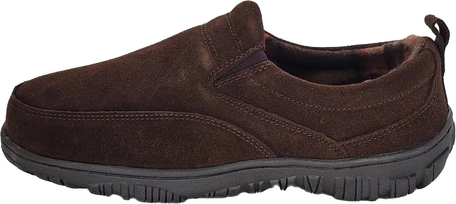 Clarks Mens Slipper with Suede Leather Upper SAB30194A - Closed Back with Double Gore and Removable Insole - Indoor Outdoor House Slippers For Men
