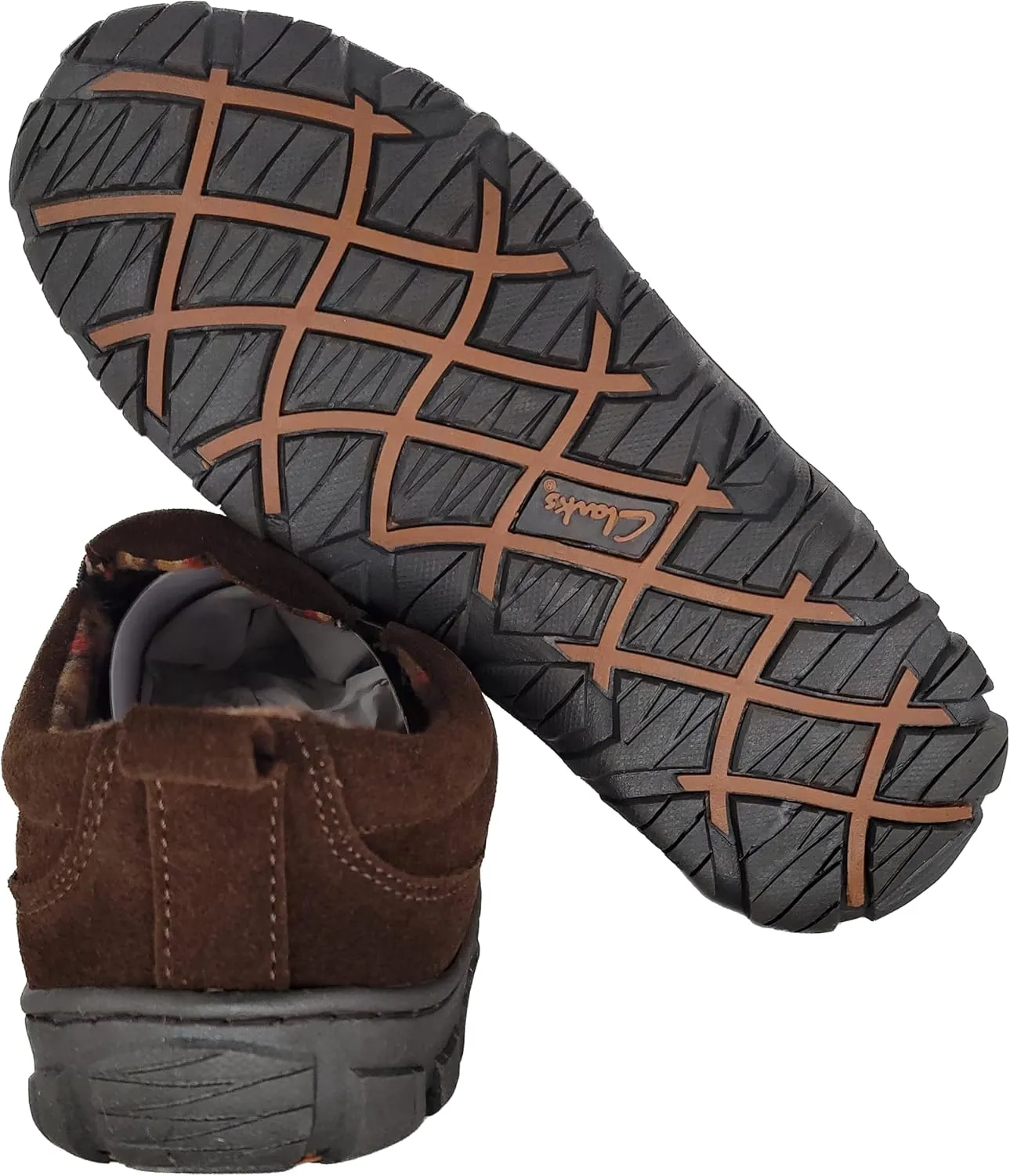 Clarks Mens Slipper with Suede Leather Upper SAB30194A - Closed Back with Double Gore and Removable Insole - Indoor Outdoor House Slippers For Men