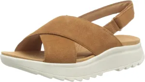 Clarks Women's Dashlite Wish Sandal, Dark Tan Suede, 5 Women