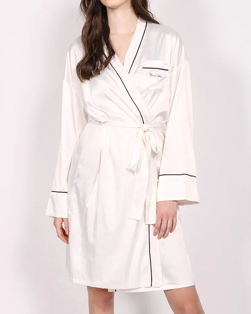 Classic Silken Lounge Robe in White
