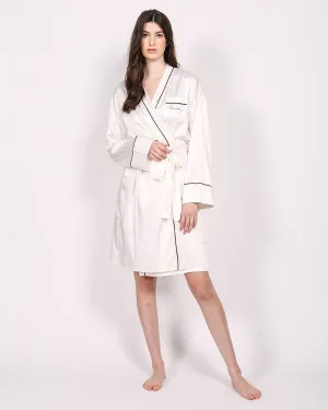 Classic Silken Lounge Robe in White