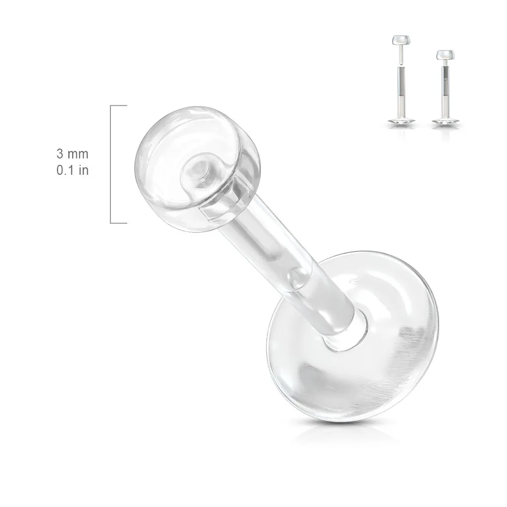 Clear Flexible Flat Back Stud Piercing Retainer 3 Pack