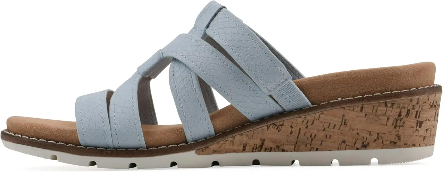 CLIFFS BY WHITE MOUNTAIN Women's Tinisha Strappy Cork Wedge Sandal