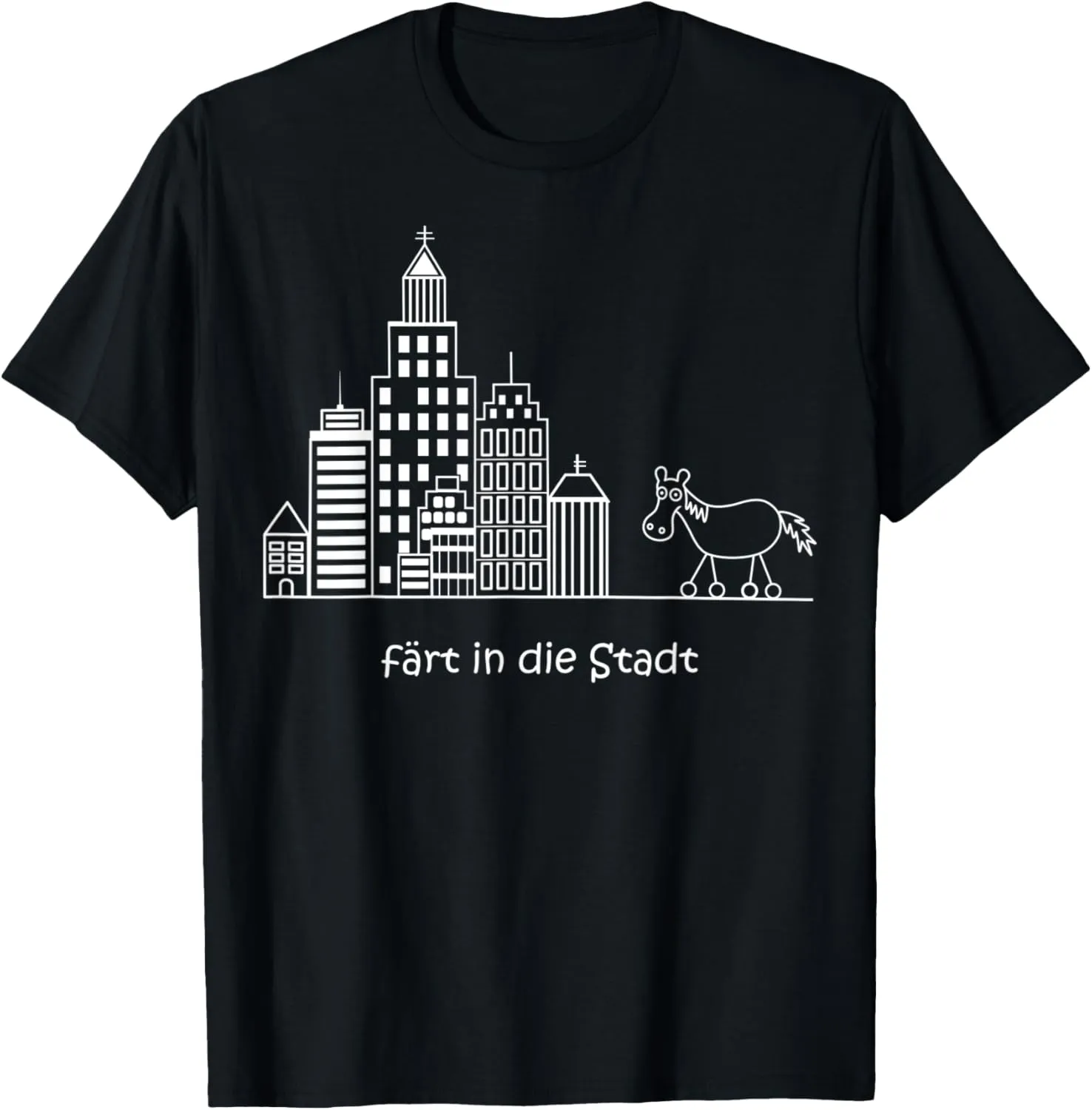 Colours into the city, horse with wheels for city people T-Shirt