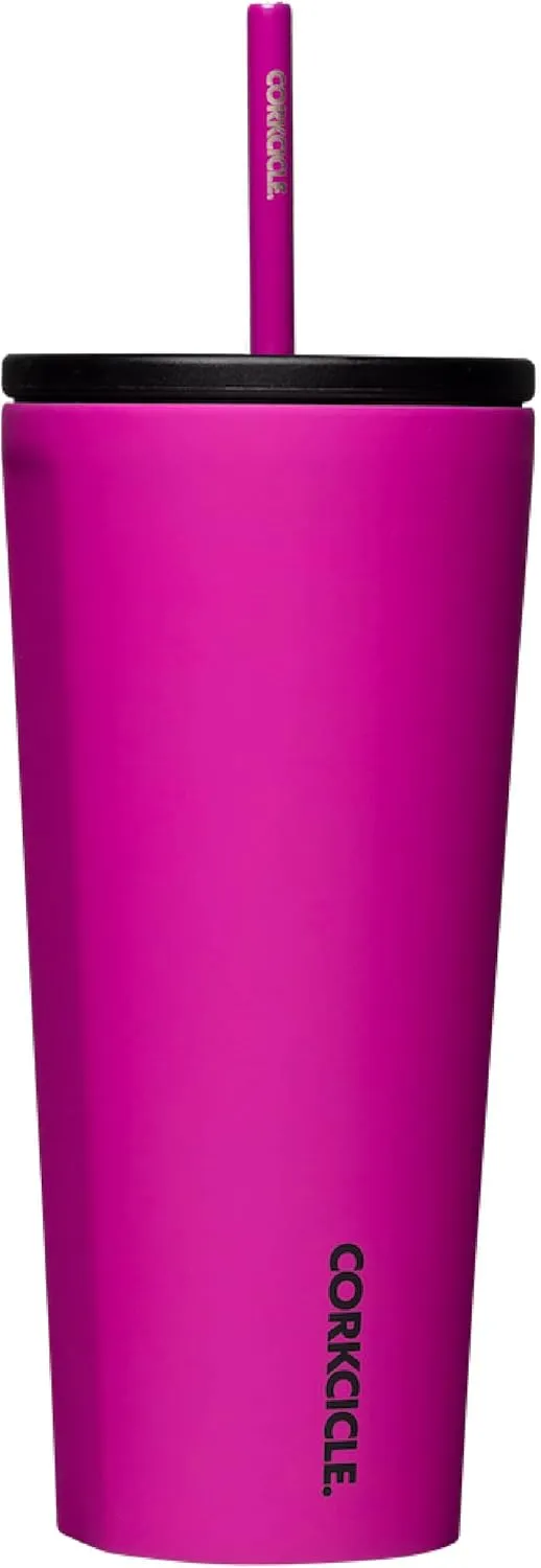 Corkcicle Cold Cup Insulated Tumbler with Lid and Straw, Berry Punch, 24 oz – Reusable Water Bottle Keeps Beverages Cold for 12hrs, Hot 5hrs – Cupholder Friendly Tumbler, Lid for Flexible Sipping
