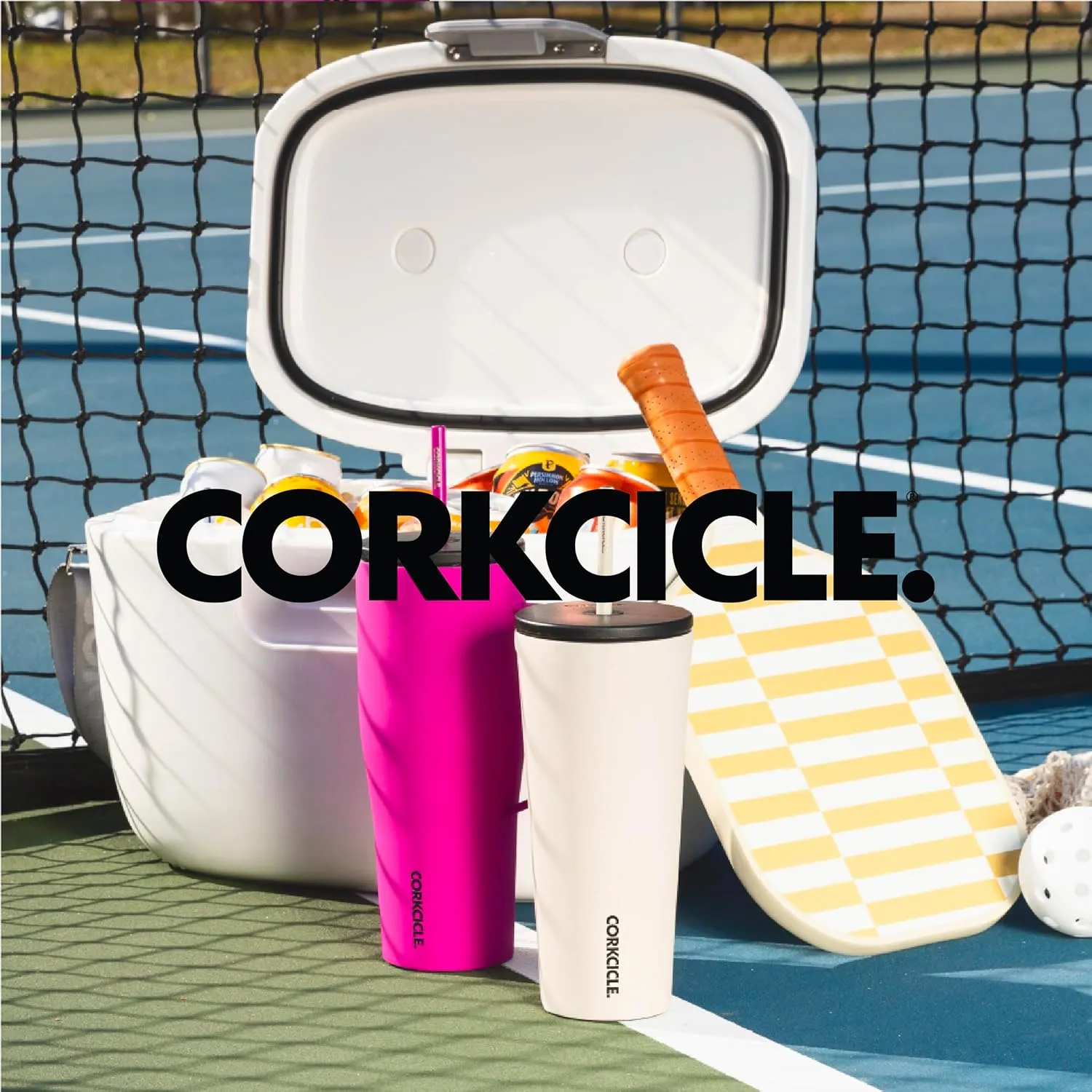 Corkcicle Cold Cup Insulated Tumbler with Lid and Straw, Berry Punch, 24 oz – Reusable Water Bottle Keeps Beverages Cold for 12hrs, Hot 5hrs – Cupholder Friendly Tumbler, Lid for Flexible Sipping