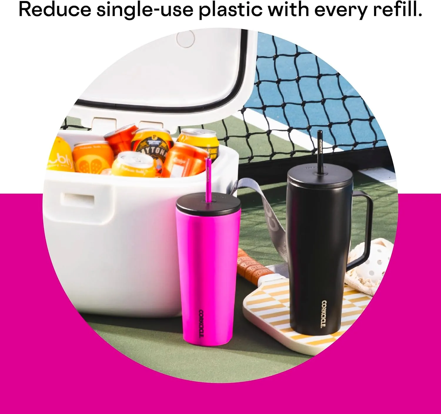 Corkcicle Cold Cup Insulated Tumbler with Lid and Straw, Berry Punch, 24 oz – Reusable Water Bottle Keeps Beverages Cold for 12hrs, Hot 5hrs – Cupholder Friendly Tumbler, Lid for Flexible Sipping