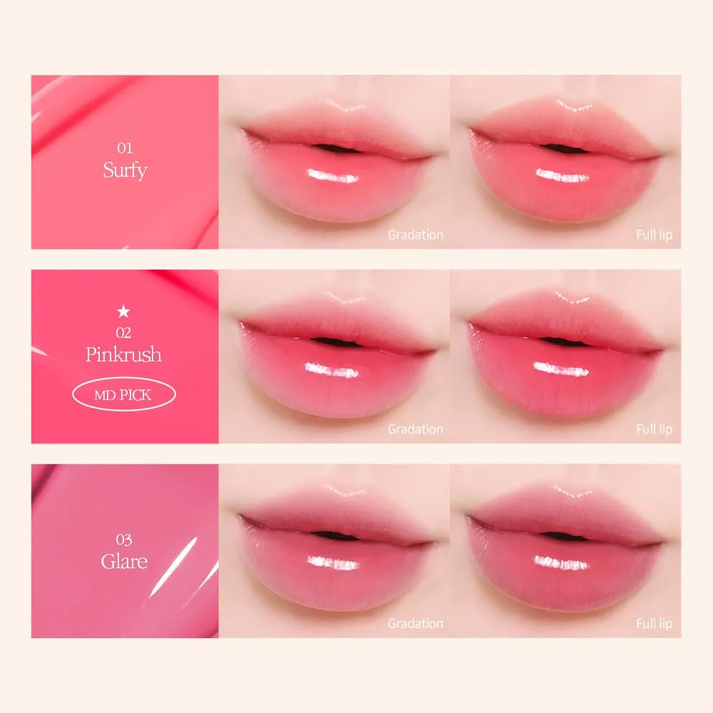 COSNORI Flow Wave Lip Tint - Vegan Glassy Lip Gloss, Lightweight & Long-lasting, Plant-derived Oil Moisturizer, K-Beauty (03 GLARE)
