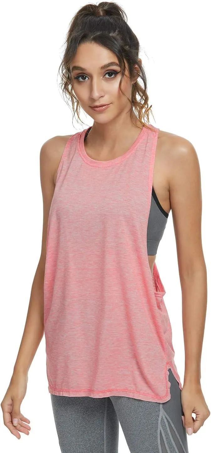 Cosy Pyro Workout Tank Tops for Women Lightweight Running Tanks Basic Gym Tops Sleeveless Athletic Yoga Shirts-4 Pack