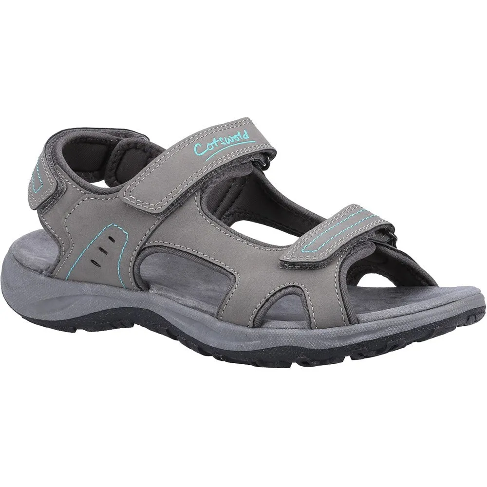 Cotswold Freshford Women's 3 Strap Adjustable Sandal Grey Turquoise