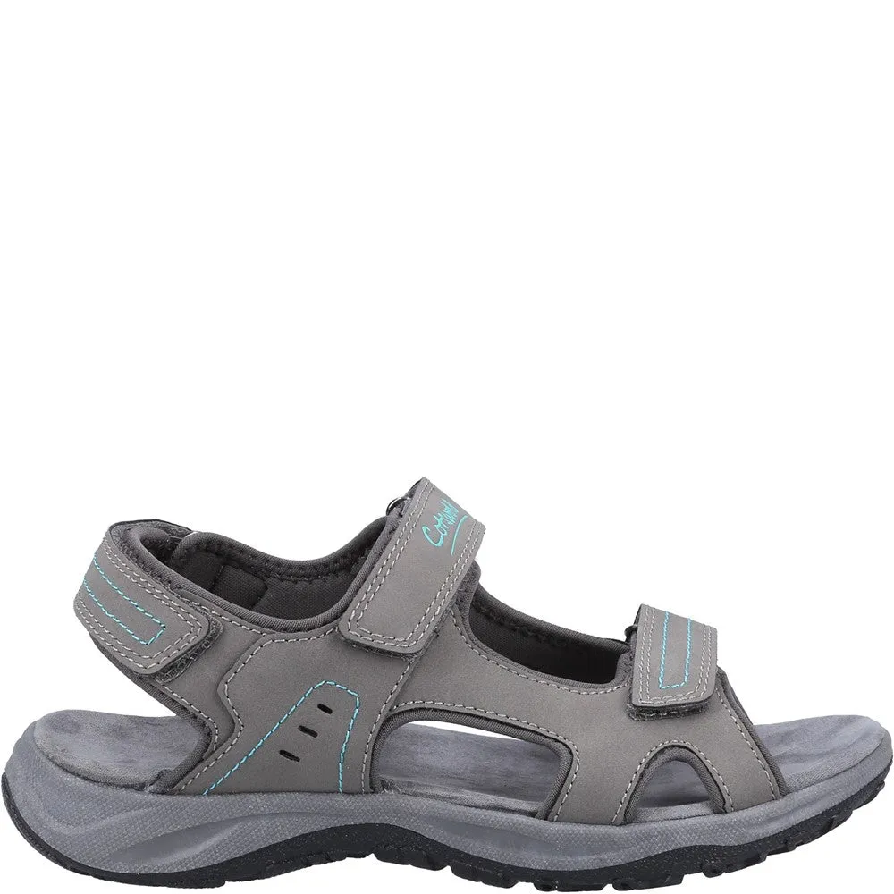 Cotswold Freshford Women's 3 Strap Adjustable Sandal Grey Turquoise