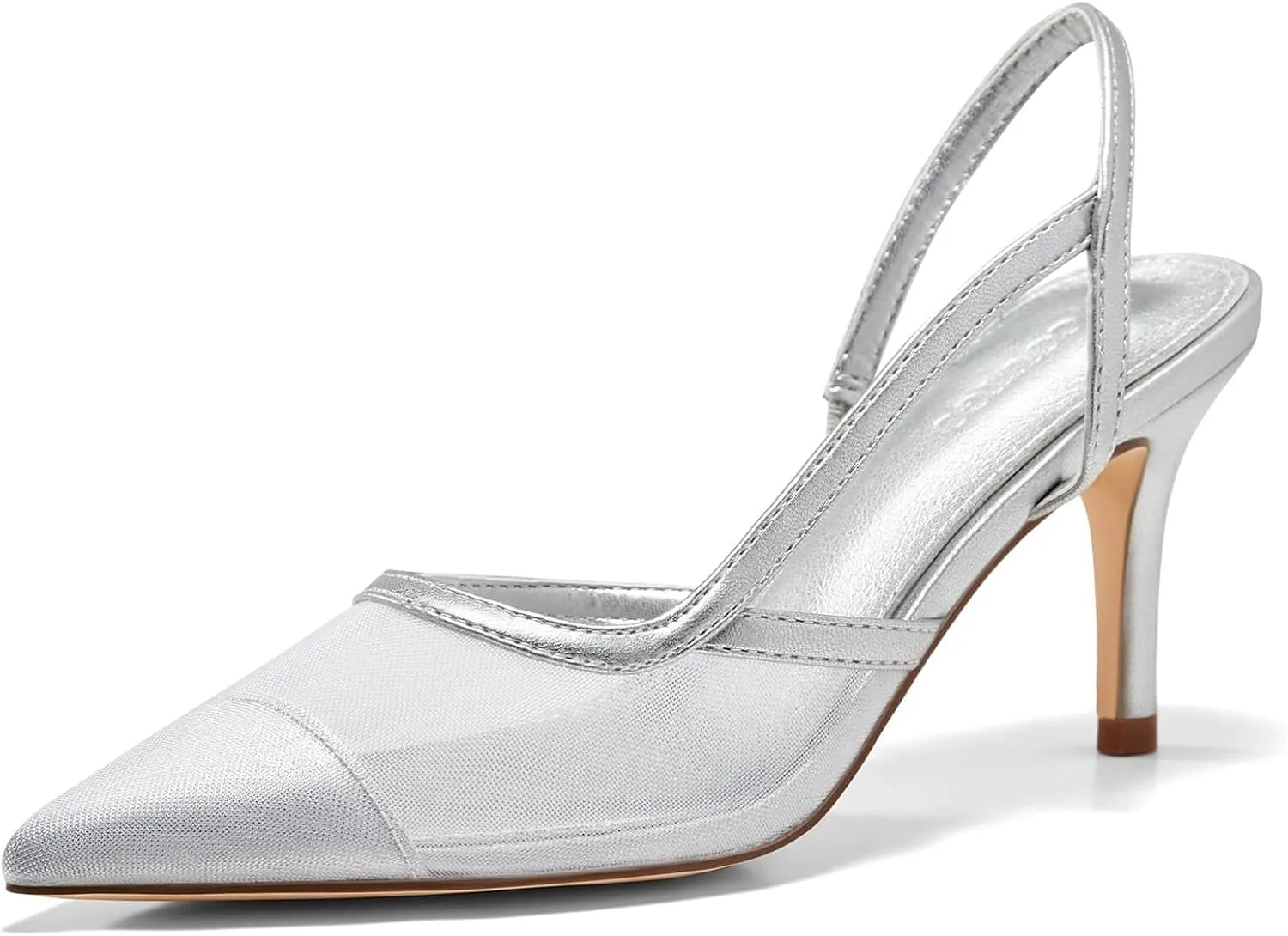 Coutgo Womens Mesh Slingback Heels Pointed Toe High Heels Pumps Slip On Party Dress Shoes
