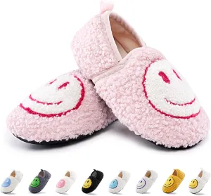 COVS Smile Face Slippers Kids Toddler Slippers for Boys Girls Slippers Toddler House Shoes Non-Slip TPR Soft Sole Kids Slippers Home Socks Shoes