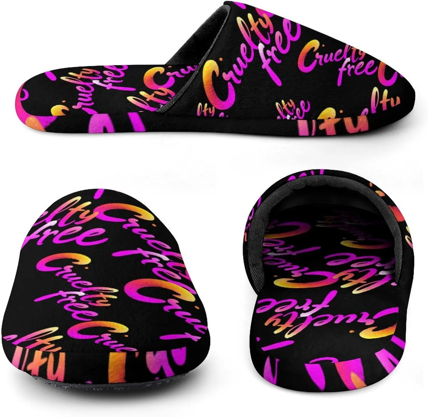 Cruelty Free Animal Protection Cotton Slippers Fashion Slip on House Shoes Lightweight Slipper for Men