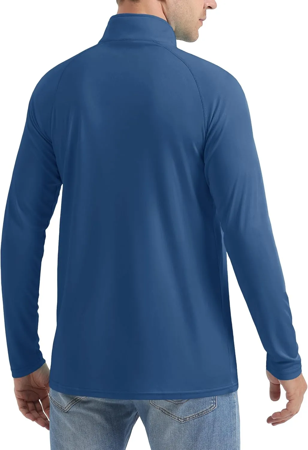 CRYSULLY Men's Long Sleeve 1/4 Zip Shirts Sun Protection Pullover UPF 50  Rash Guard Running Lightweight T Shirt