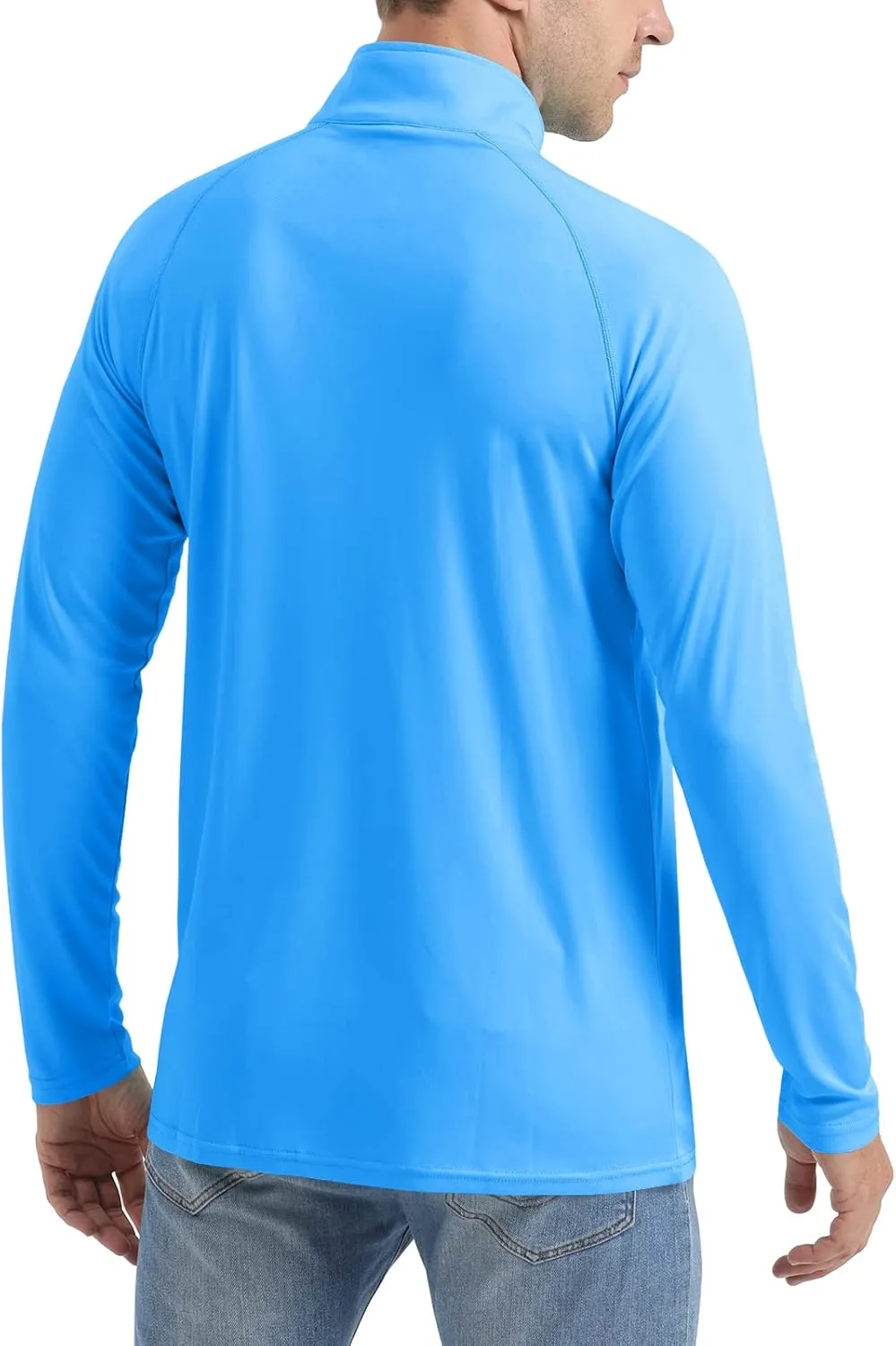 CRYSULLY Men's Long Sleeve 1/4 Zip Shirts Sun Protection Pullover UPF 50  Rash Guard Running Lightweight T Shirt