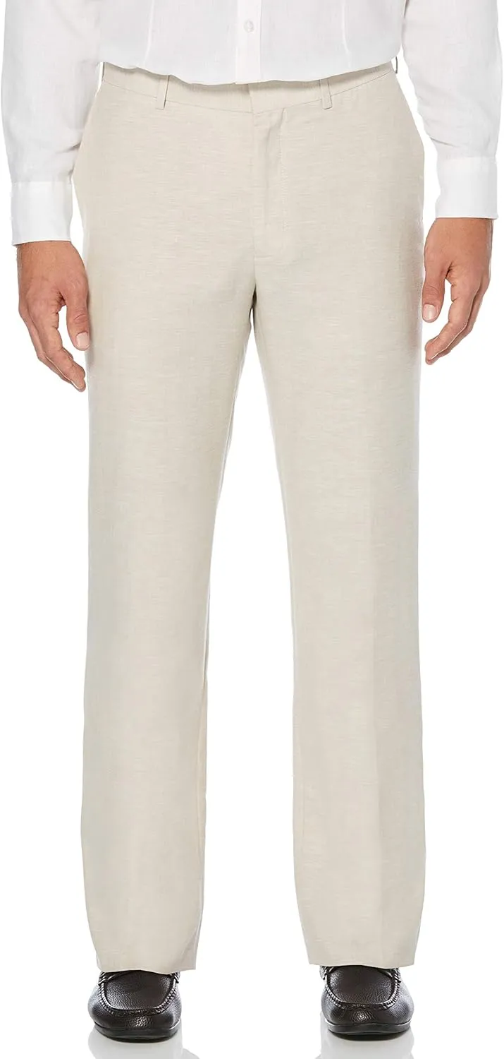 Cubavera Men's Linen Blend Dress Pants, Flat Front, Lightweight Breathable Fabric, Durable Plain Weave, 30", 32", 34” Inseams
