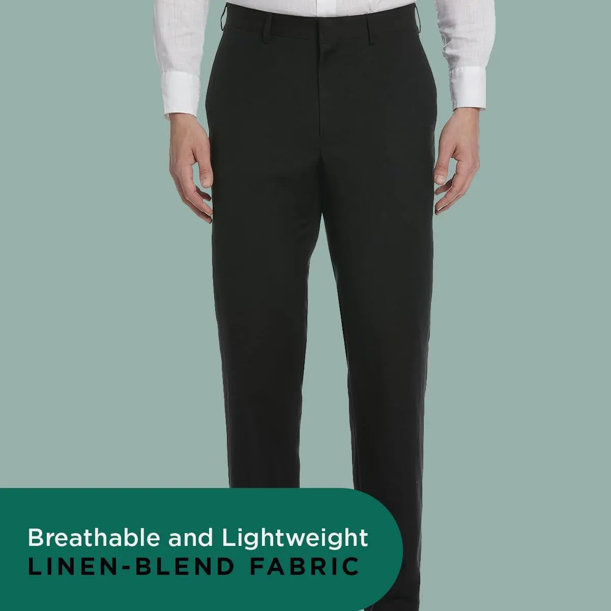 Cubavera Men's Linen Blend Dress Pants, Flat Front, Lightweight Breathable Fabric, Durable Plain Weave, 30", 32", 34” Inseams