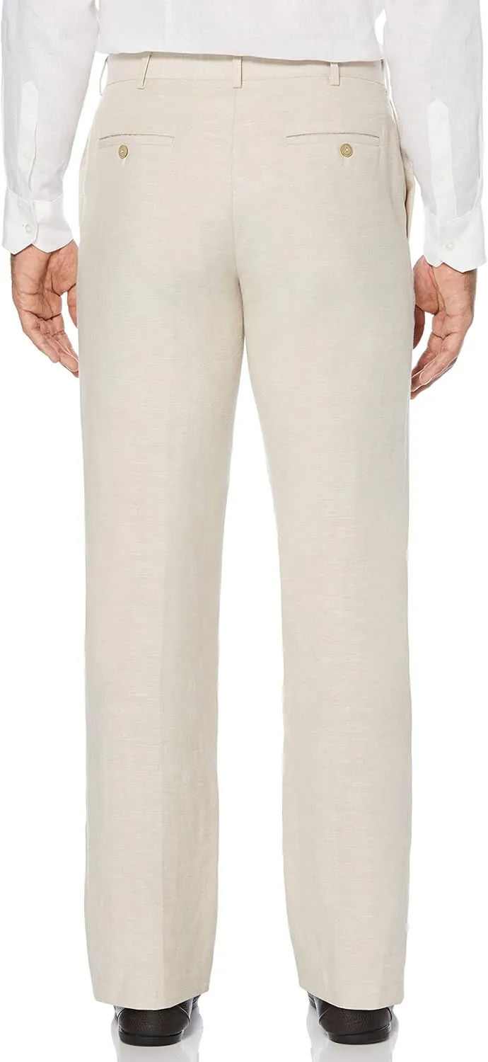 Cubavera Men's Linen Blend Dress Pants, Flat Front, Lightweight Breathable Fabric, Durable Plain Weave, 30", 32", 34” Inseams