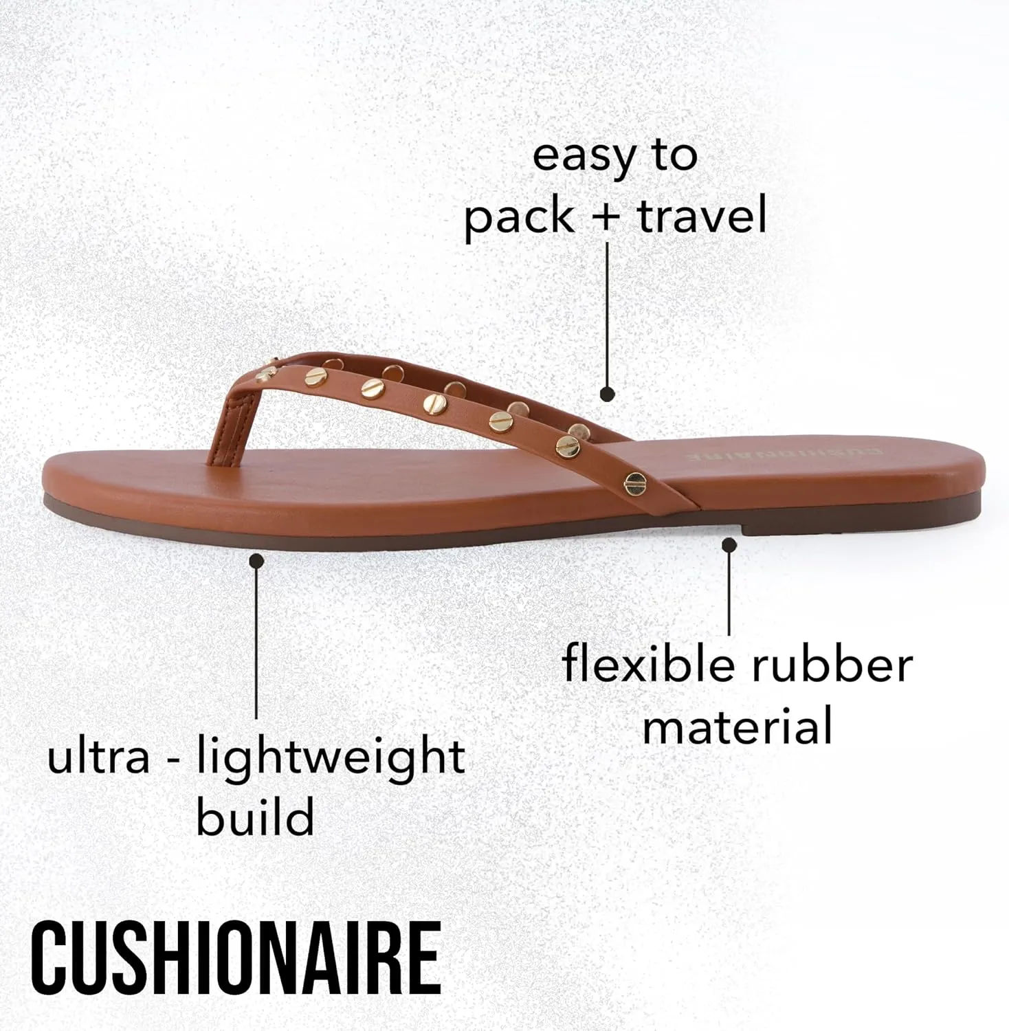 CUSHIONAIRE Confetti Women’s Studded Flip Flop Sandal – Slip-On Thong with Memory Foam & Stylish Rivet Strap