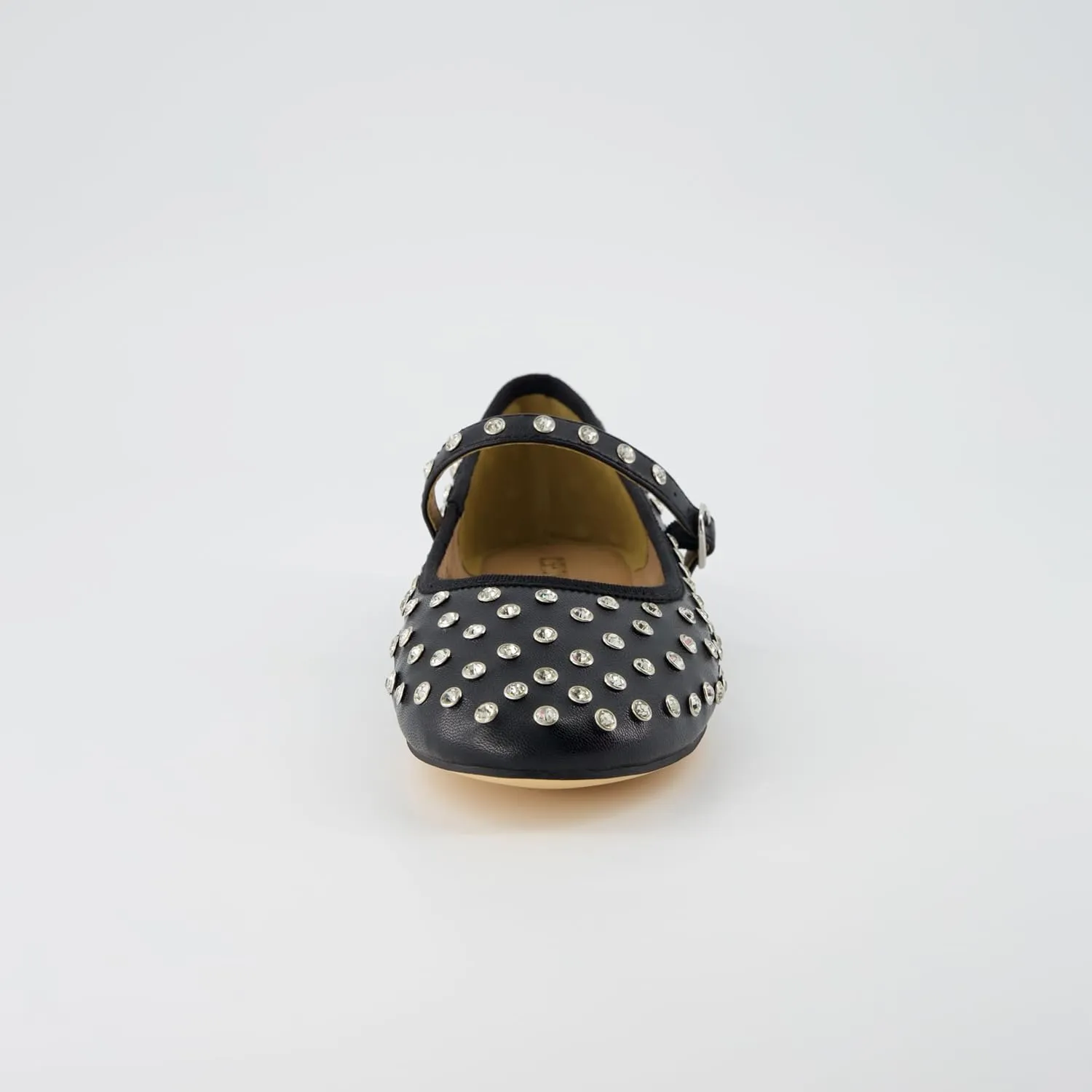 CUSHIONAIRE Flashy Women’s Bling Studded Mary Jane Flats | Comfortable Memory Foam, Faux Leather, Lightweight, Wide Widths Available