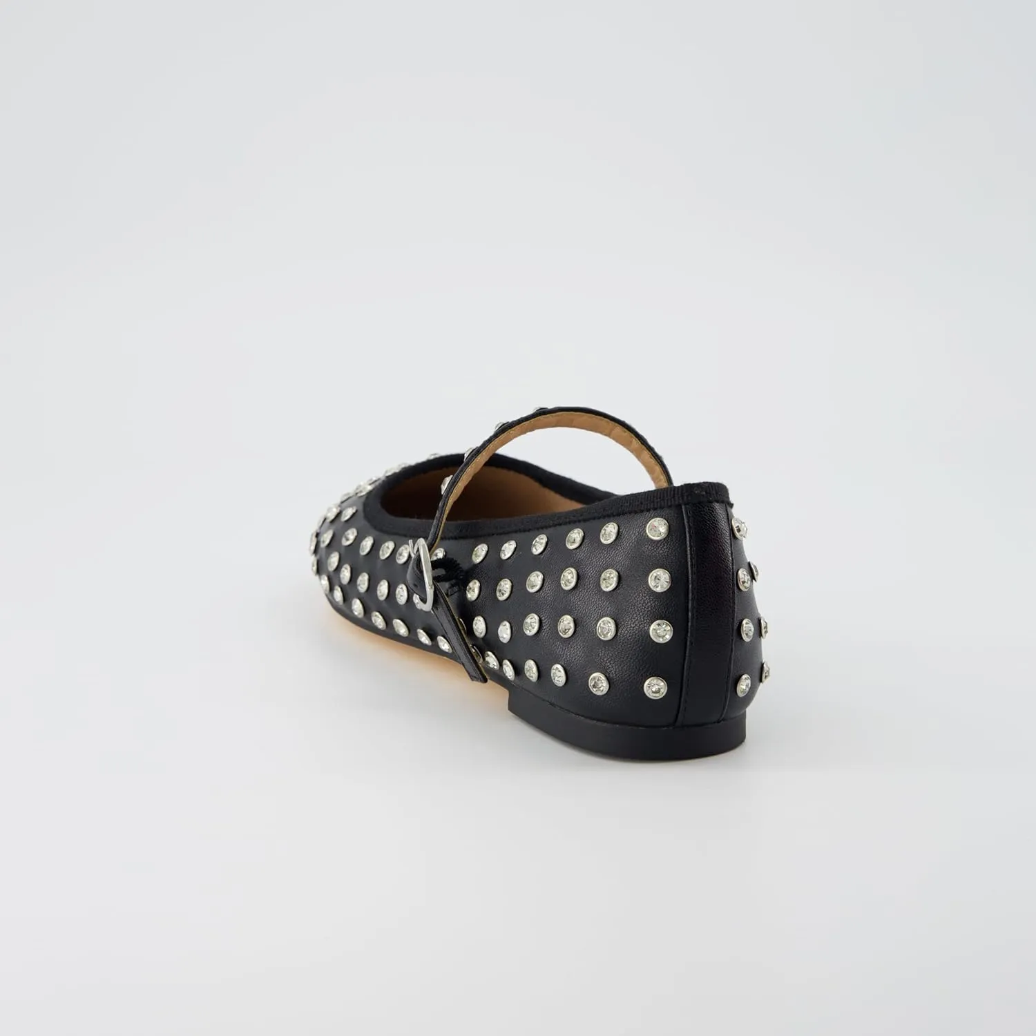 CUSHIONAIRE Flashy Women’s Bling Studded Mary Jane Flats | Comfortable Memory Foam, Faux Leather, Lightweight, Wide Widths Available