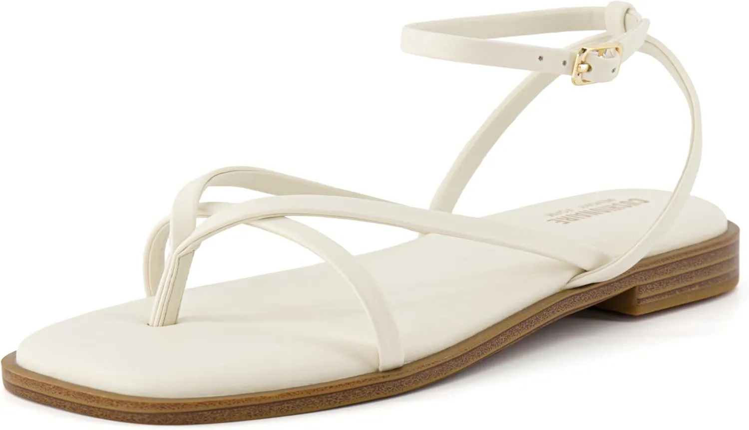 CUSHIONAIRE Women's Vida strappy flat sandal  Memory Foam and Wide Widths Available